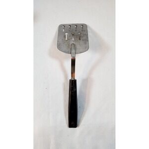 Vintage EKCO Stainless Steel Slotted Spatula Turner Black Handle USA